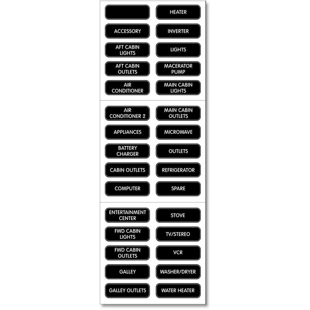Blue Sea 8031 AC Panel Basic 30 Label Set [8031] - Cape Marine & Vehicle Accessories LLC