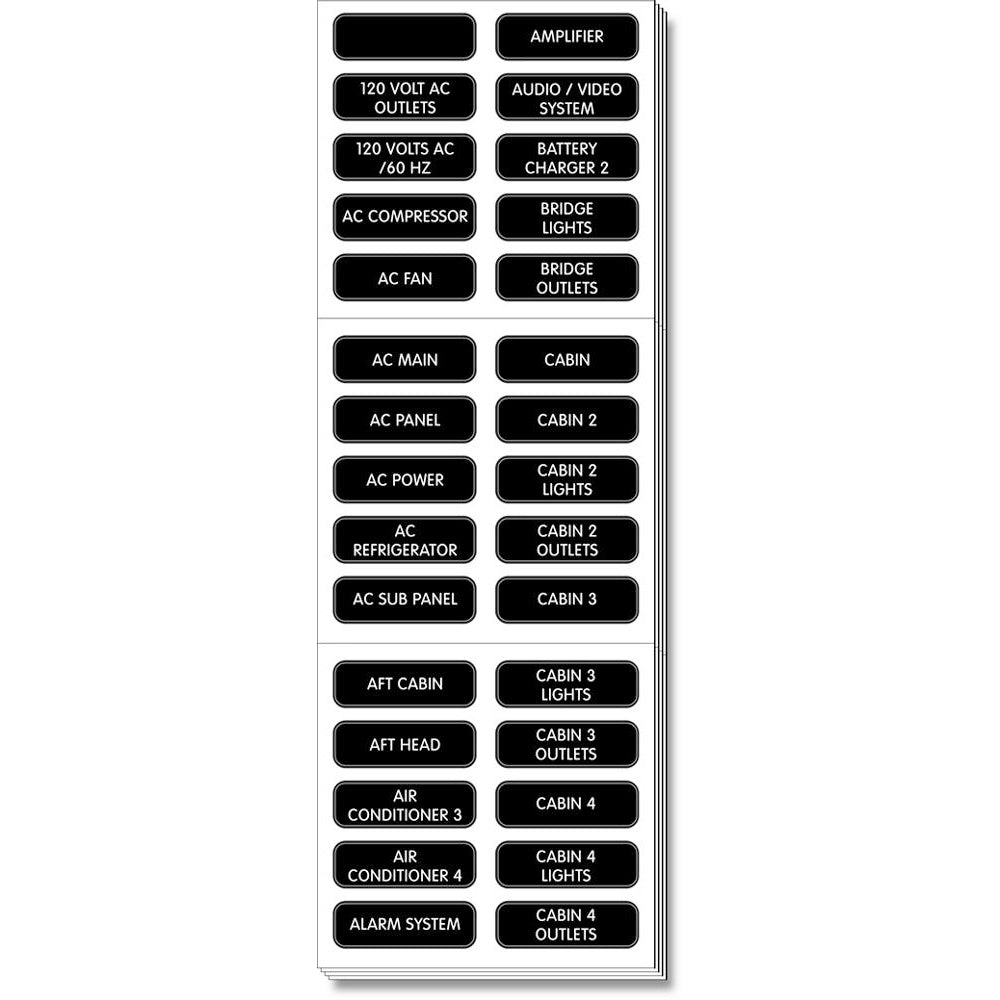 Blue Sea 8067 AC Panel Extended 120 Label Set [8067] - Cape Marine & Vehicle Accessories LLC