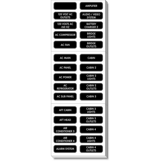 Blue Sea 8067 AC Panel Extended 120 Label Set [8067] - Cape Marine & Vehicle Accessories LLC