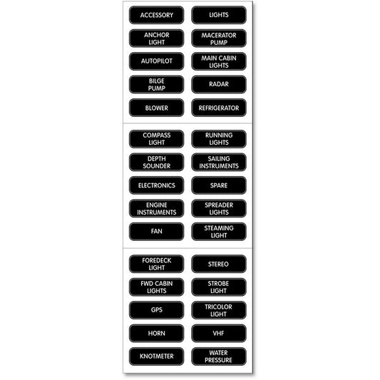 Blue Sea 8030 DC Panel Basic 30 Label Set [8030] - Cape Marine & Vehicle Accessories LLC