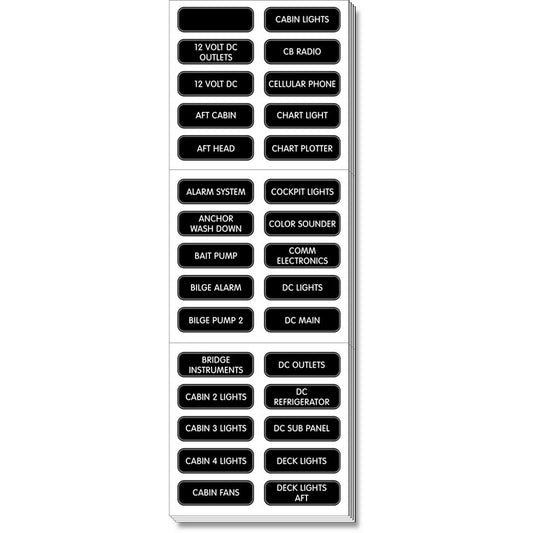 Blue Sea 8039 DC Panel Extended 120 Label Set [8039] - Cape Marine & Vehicle Accessories LLC