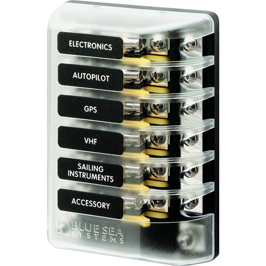 Blue Sea 5015 ST Glass Fuse Block w/Negative Bus [5015] - Cape Marine & Vehicle Accessories LLC