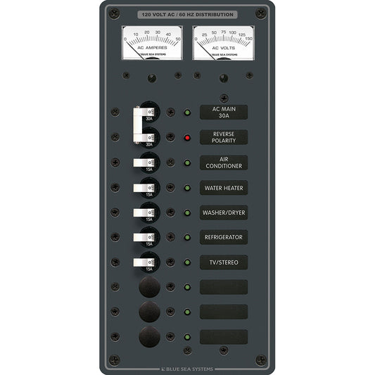 Blue Sea 8074 AC Main +8 Positions Toggle Circuit Breaker Panel - White Switches [8074] - Cape Marine & Vehicle Accessories LLC