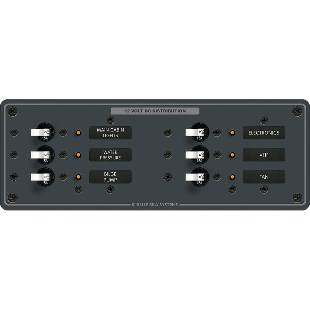 Blue Sea 8096 DC 6 Position Toggle Branch Circuit Breaker Panel - White Switches [8096] - Cape Marine & Vehicle Accessories LLC