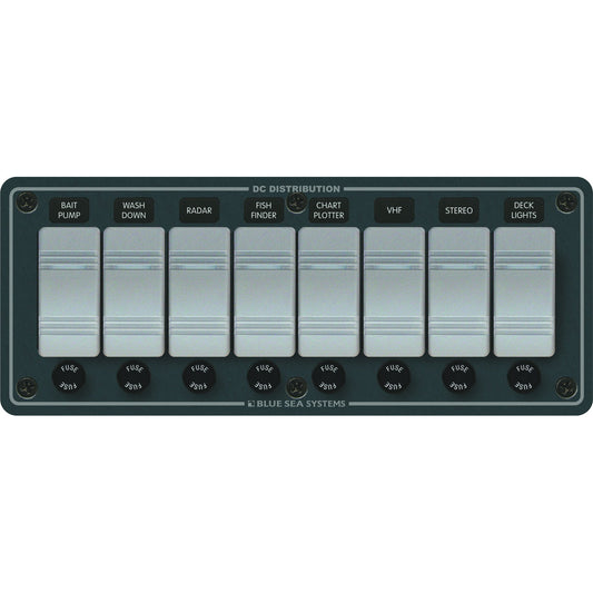 Blue Sea 8261 Waterproof Panel 8 Position - Slate Grey [8261] - Cape Marine & Vehicle Accessories LLC