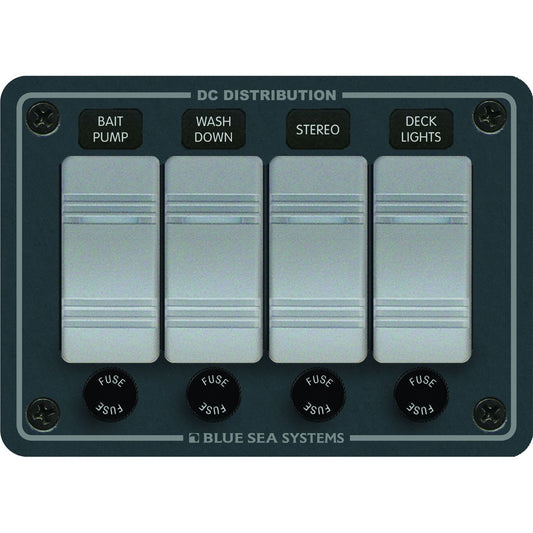 Blue Sea 8262 Waterproof Panel 4 Position - Slate Grey [8262] - Cape Marine & Vehicle Accessories LLC